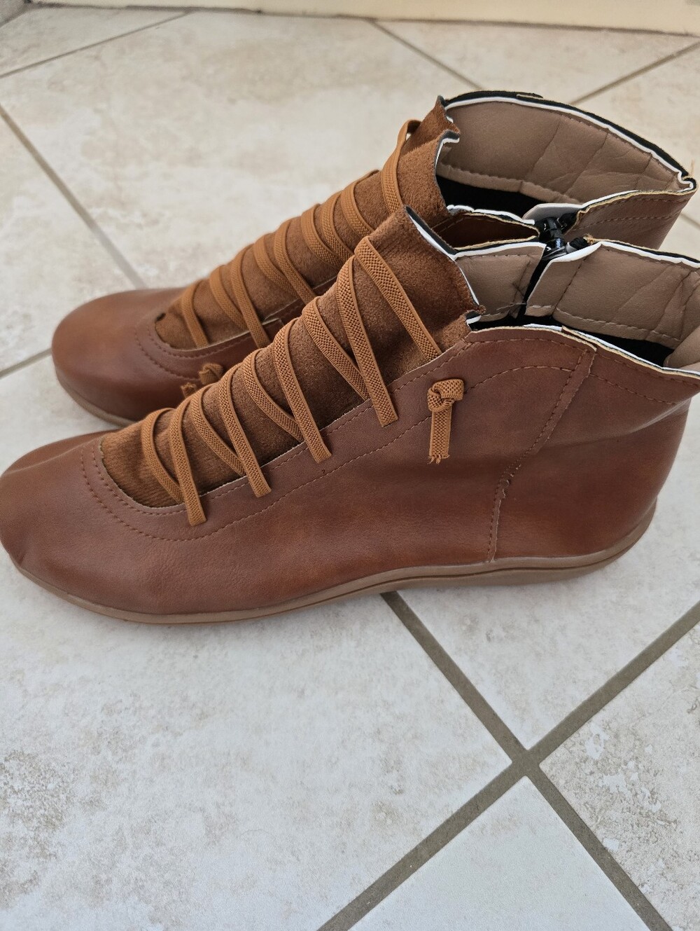 Women’s Casual Brown Lace-Up Ankle Boots